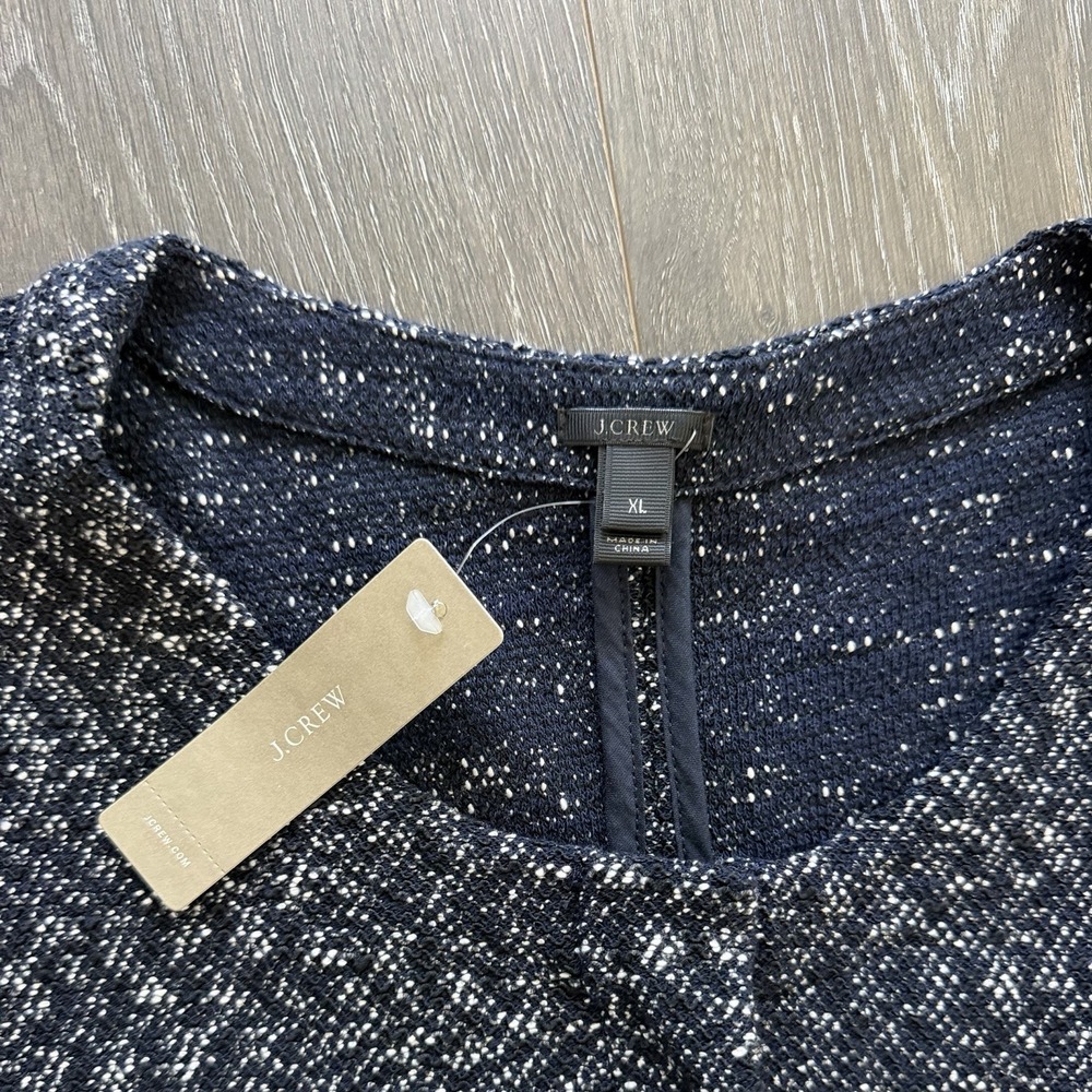 J Crew NWT Micro Tweed Stretch Jacket Blazer Blue Full Zip XL Preppy Office - Picture 4 of 10
